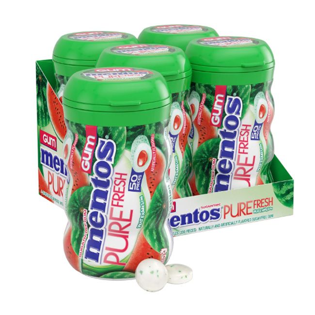 Mentos Pure Fresh Watermelon Sugar Free Curvy Bottle  31.5Gm (10 Pcs)