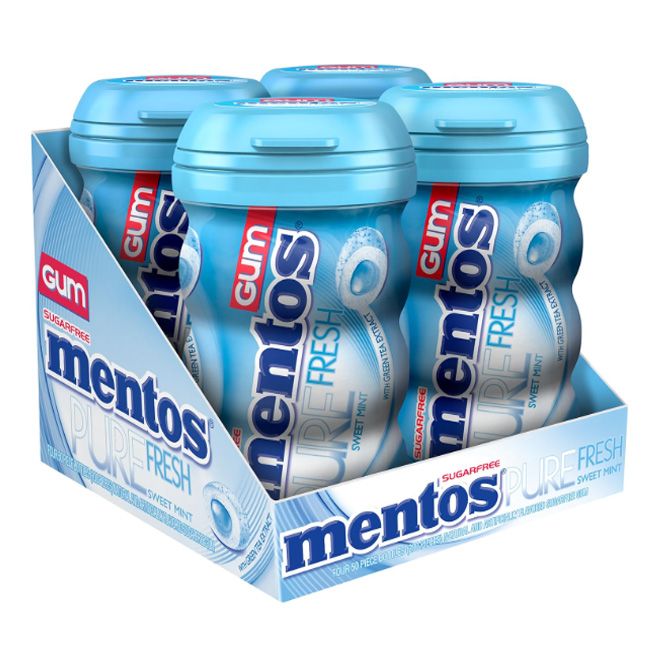 Mentos Pure Fresh Freshmint Sugar Free Curvy Bottle   31.5Gm (10 Pcs)