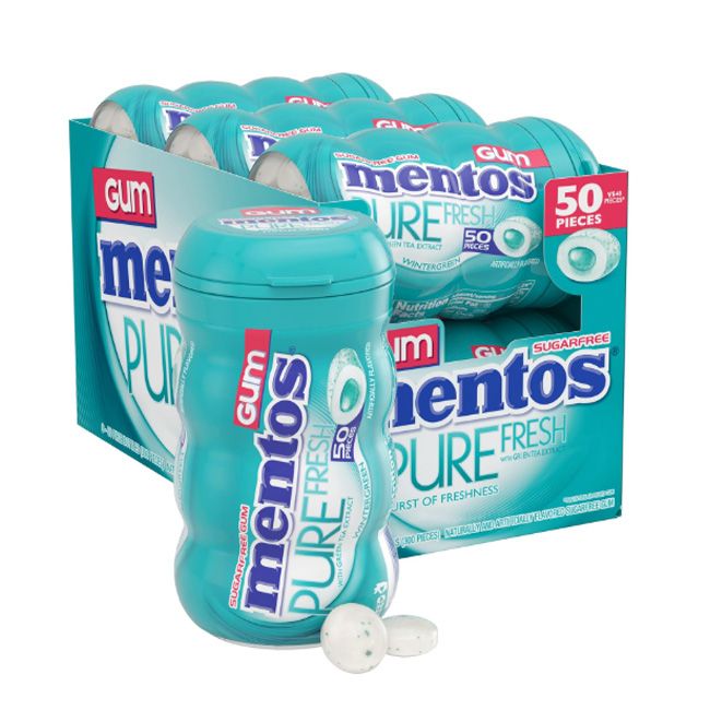 Mentos Pure Fresh Wintergreen Sugar Free Curvy Bottle  31.5Gm (10 Pcs)