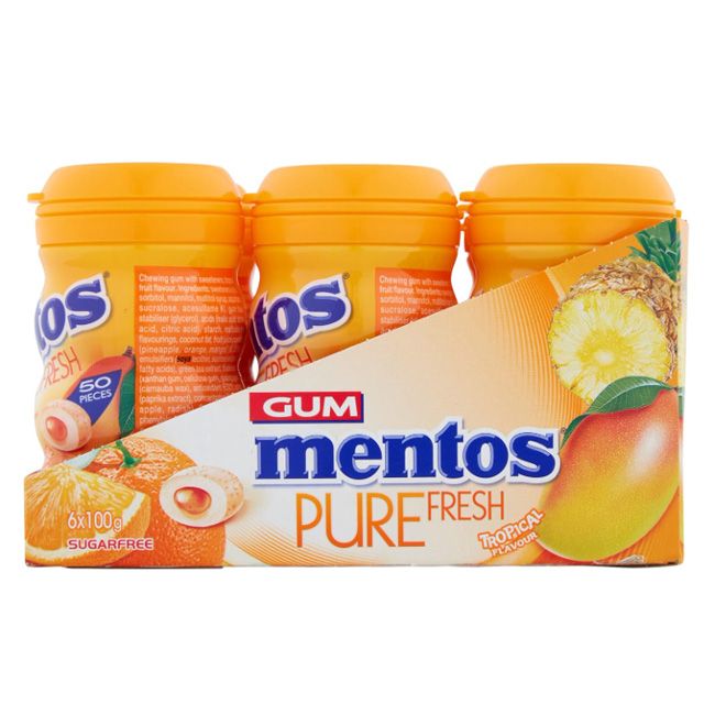 Mentos Pure Fresh Tropical Sugar Free Curvy Bottle 31.5Gm (10 Pcs)