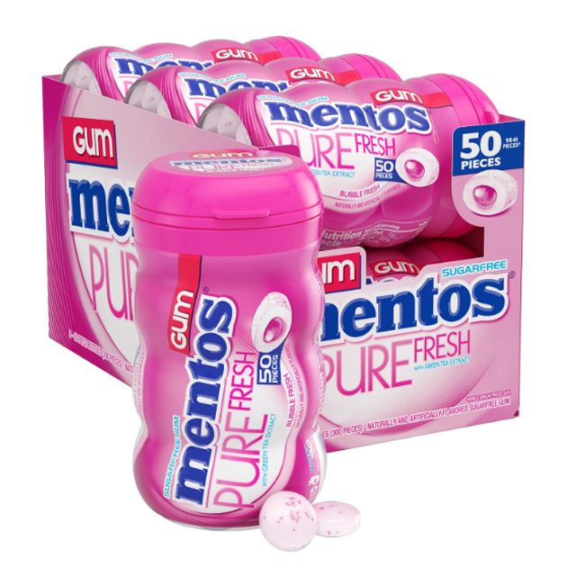 Mentos Pure Fresh Bubble Fresh Sugar Free Curvy Bottle 31.5Gm (10 Pcs)