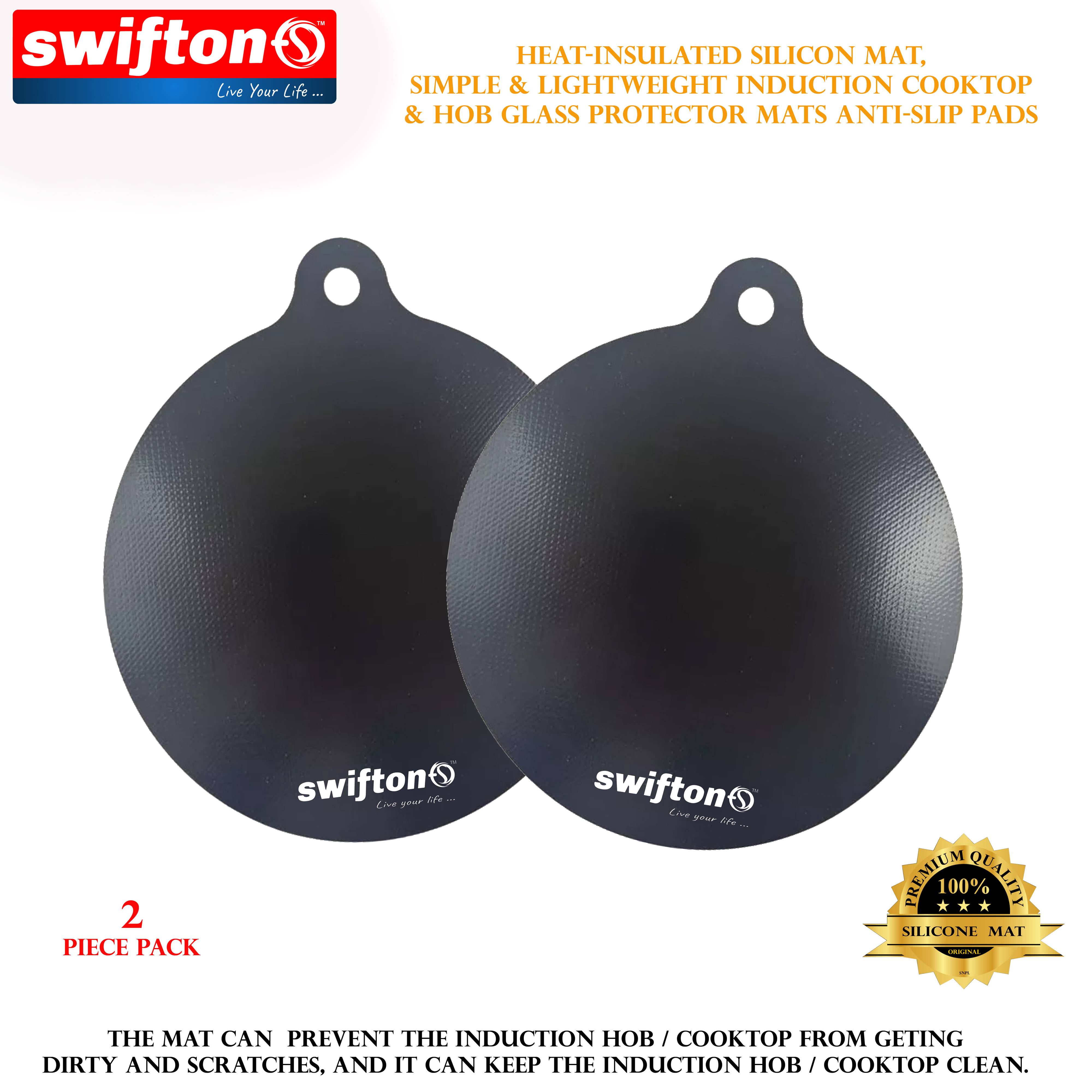 Swifton 2 Piece Heat-insulated Silicon Mats, Simple & Lightweight Induction Cooktop & Hob Glass Protector Mats Anti-Slip Pads.