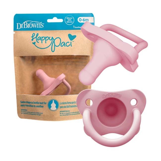 Dr Brown's HappyPaci Silicone One-Piece Soother - 0-6m, Pink, 1-Pack( 0-6m), PS11007-INTL