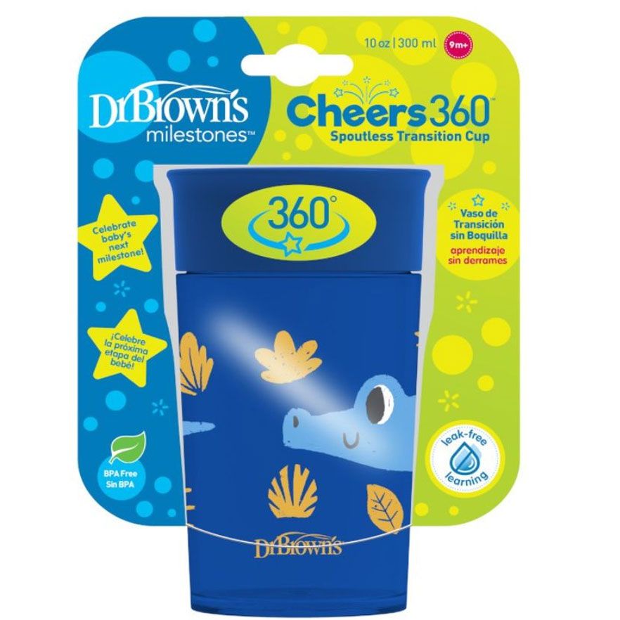 Dr Brown's Smooth Wall Cheers360 w/Handles, 10 oz/300 mL, Blue Ocean, TC11002