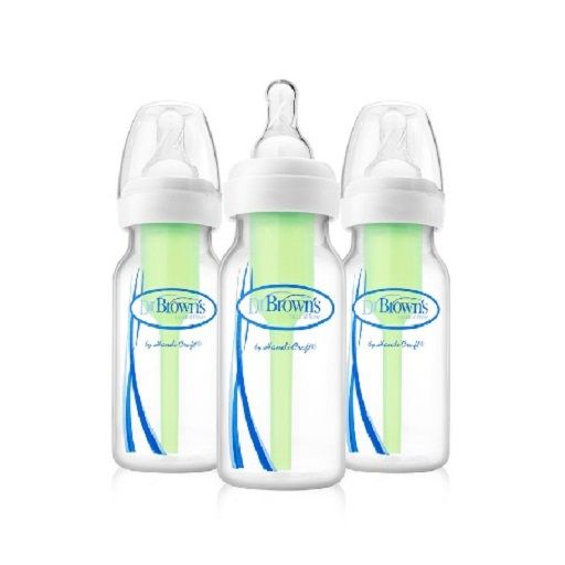 Dr Brown's Option Natural Flow Narrow-Neck Baby Bottle - 4oz ( Pack of 3), SB43005-P3