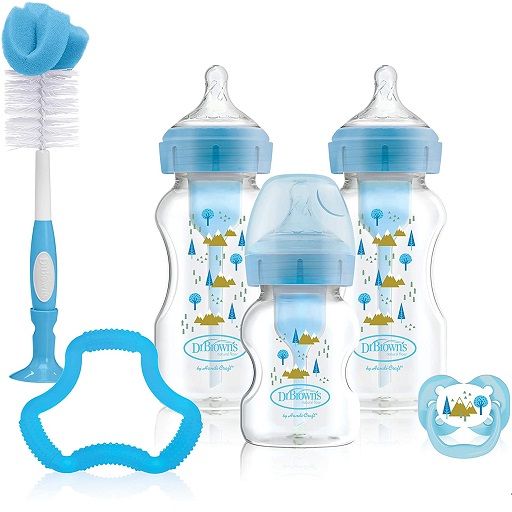 Dr Brown's Options+ Anti-Colic Baby Bottles Gift Set, Blue, WB03602- ESX