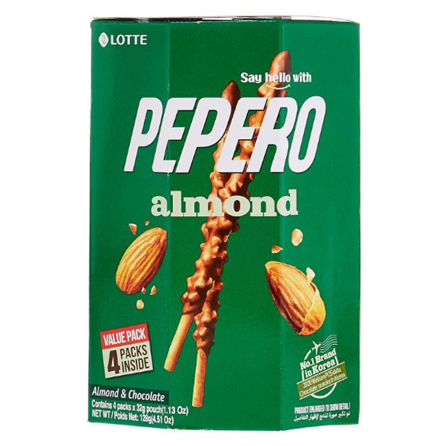 Lotte Pepero Almond (4 Packs Inside) 128Gm