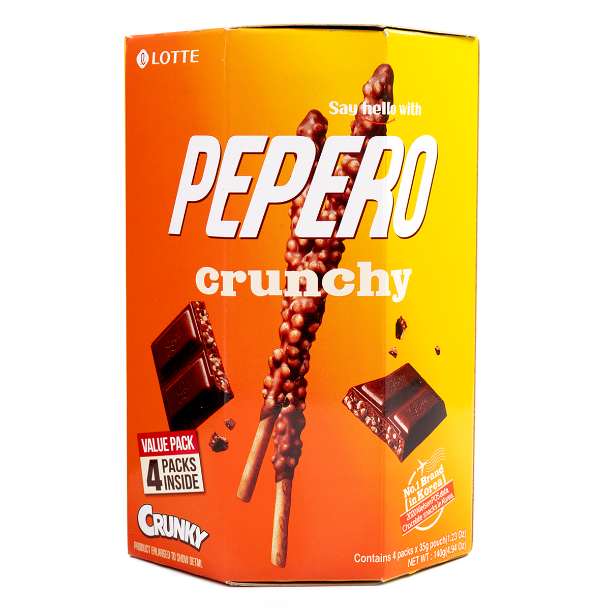 Lotte Pepero Crunchy (4 Packs Inside) 128Gm