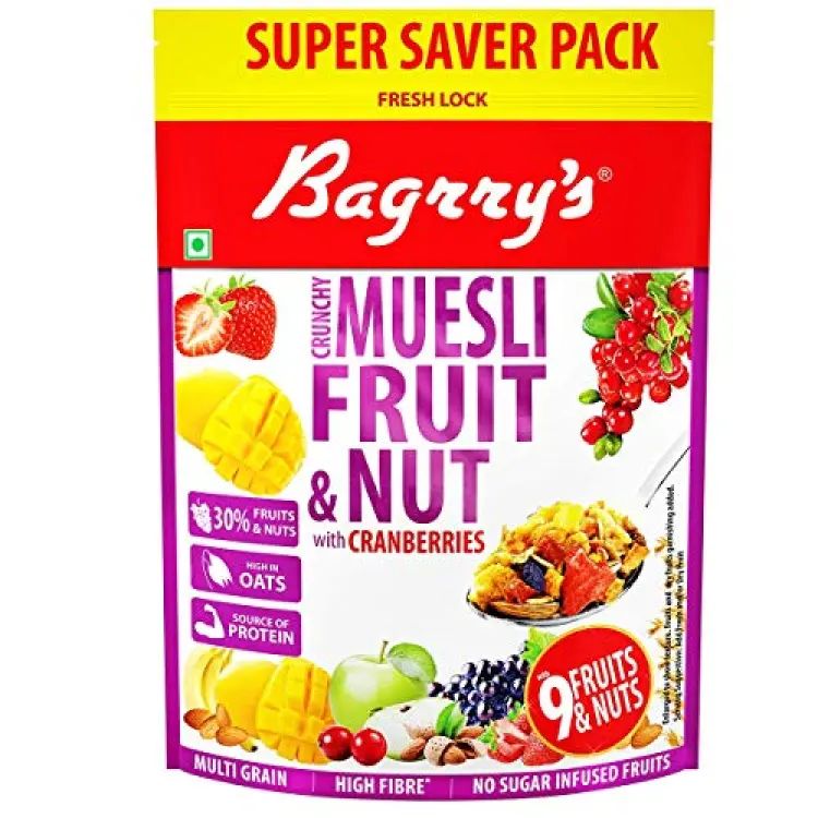 Bagrry's Crunchy Muesli Fruit & Nut Cranberries Pouch 750Gm