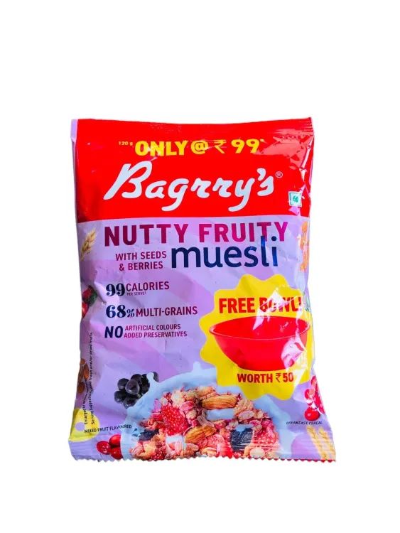 Bagrry's Crunchy Nutty Fruity Muesli Pouch 120Gm