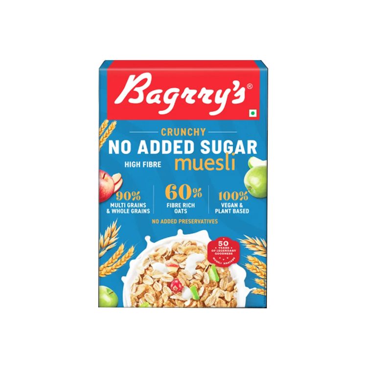 Bagrry's No Added Sugar Crunchy Muesli Box 500Gm