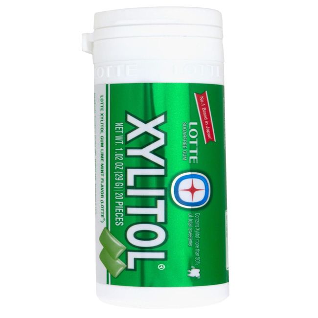 Lotte Xylitol Lime Mint Chewing Gum Mini Bottle 29Gm