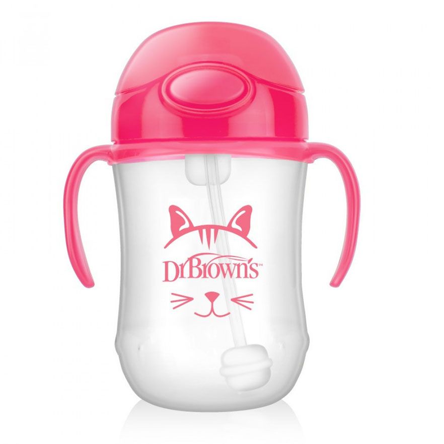 Dr. Brown's 9 Oz/270 Ml Baby's First Straw Cup - Pink (6M+), TC91011-Intl