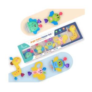 R for Rabiit Jingle Safari Rattles (Pack of 5) Nibblers Pacifiers, Teethers and Rattles Multicolor(2mth-3yrs), RTJSM501