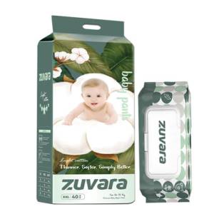 Zuvara Diaper Pants Style XXL 40pcs With Wipes 80 Pulls