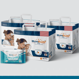MumBuds American Ultra Thin Baby Diaper Medium 42Pcs Pack of 3 with Wipes
