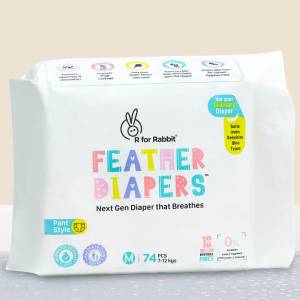 R for Rabbit Pant Style Feather Diaper M pack of 74 (7-12 kg) , DFD2R74