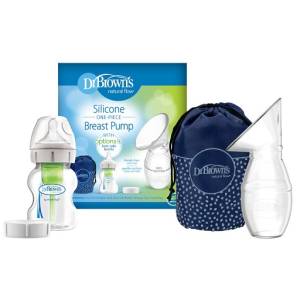 Dr. Brown's Silicone One-Piece Breast Pump with, 5 oz/150 ml Wide-Neck Bottle, BF035