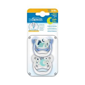 Dr. Brown's PreVent Glow in the Dark Butterfly Pacifier, Stage 2 Blue, 2-Pack 6-18m, PV22008-P4