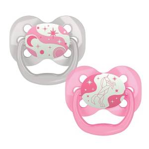 Dr. Brown's Advantage Pacifiers, Stage 1, Glow in the Dark, Pink, 2-Pack for 0-6m, PA12003-INTL