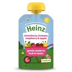 Heinz Strawberry Banana Raspberry & Apple Baby Food Fruit Puree Pouch 100Gm