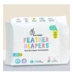 R for Rabbit Feather Pant Style Diaper -L Size Pack of 24( 9-14 kgs), DFD3R24