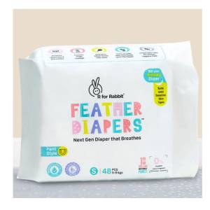 R for Rabbit Feather Pant Style Diaper S  pack of 48 Diapers ( 5-9 kgs) , DFD1R48