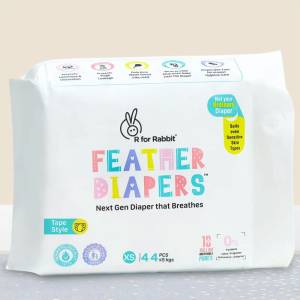 R for Rabbit Feather Diapers XS ( Tape Style)-DFD0R44 ( <5kgs)