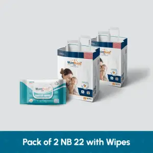 MumBuds American UltraThin Baby Diaper Newborn 22Pcs Pack of 2 With Wipes