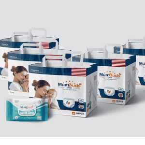 MumBuds American UltraThin Baby Diaper Medium 40Pcs Pack of 5 With Wipes