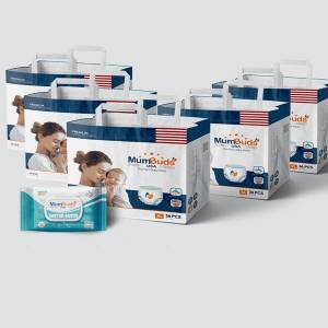MumBuds American Ultra Thin Baby Diaper XL 36Pcs Pack of 5 with Wipes