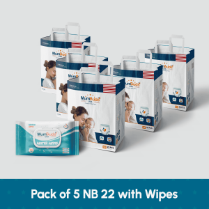 MumBuds American UltraThin Baby Diaper Newborn 22Pcs Pack of 5 With Wipes