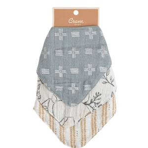 Crane Baby BC-110BS, Ezra 3pc. Muslin Bib Set