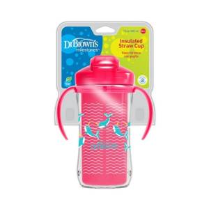 Dr. Brown's 10 OZ/300ml Insulated Straw Cup, pink-1pk,  TC01201-INTL