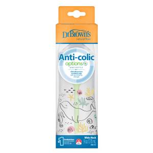 Dr Brown' 9 oz/270 mL Options+ Wide-Neck Designer Bottle, Ocean Whale Design, 1-Pack, s WB91009-INTLX