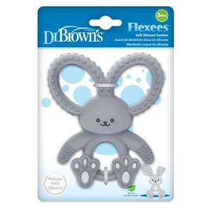 Dr Brown's Bunny Long Limbed Silicone Teether, Gray, CPKG(3m+),  TE022-INTL