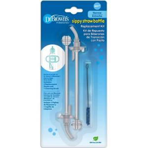 Dr Brown's 8oz/250mL Narrow Sippy Straw Bottle Replacement Straw, Clear, 2-Pack, SR213