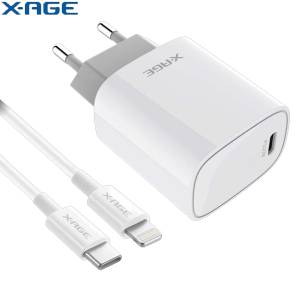 X-AGE XPD02 20W PD Charger Lighting Cable White XPD02