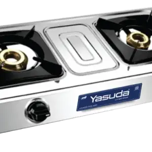 Yasuda YS-DB06 Flames 2 Burner Basic Stainless Steel Non Magnetic Gas Stove