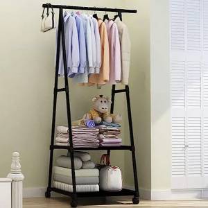Triangular Simple Clothes Hanger Stand Storage Rack Coat Rack With Wheels