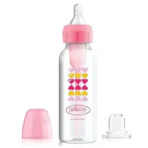 Dr. Brown's Options+ 8 oz/250ml Narrow Bottle to Sippy Baby Bottle Start Kit, Pink (6m+), SB8191-p3