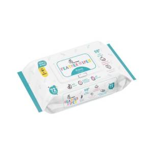 R for Rabbit Feather Aqua  Baby Wipes (pack of 72 with lid )-BIFA72L