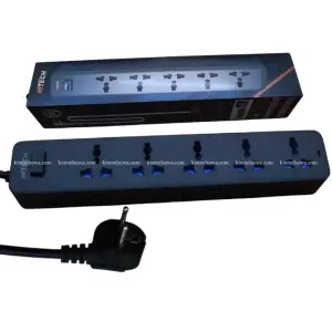 Hi-Tech 6 Port 2500W Universal Socket Power Strip Multiplug