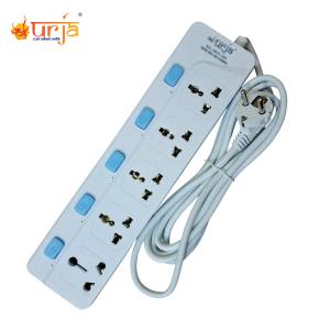 Urja 9825-3M 5-Socket Power Strip with Surge Protector 2.5M Cable, Individual Switches, Universal Multiplug