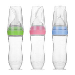 120ml BPA Free Natural Touch Silicone Baby Food Feeder, Squeeze Cereal, Lito Bottle with Dispensing Spoon & Suction
