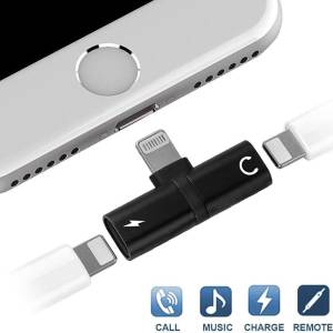 2 in 1 Mini Lighting Jack Capsule for Headphone Audio & Charger Adapter Splitter