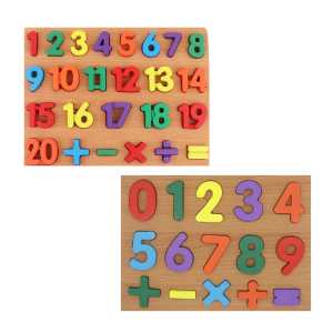 Wooden Educational Combo Set Counting Numbers (0-9 & 1-20) Puzzle with Mathematical Signs Early Learning & Education Board, Montessori Toys for Kids