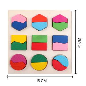 Cute Baby Colorful Wooden Digital Geometric Shapes Pairing Cognition Toys, Early Learning Education Montessori Puzzle & Birthday Gift for Toddlers