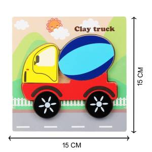 Cute Baby Colorful Wooden Clay Truck Shaped Puzzle, Early Learning & Education Cognition Toy Jigsaw Montessori Puzzle for Kids