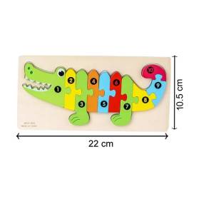 Cute Baby Colorful Wooden Crocodiles Shaped Puzzle, Numerical Number (1-10) Early Learning & Education Cognition Toy Jigsaw Montessori Puzzle for Kid